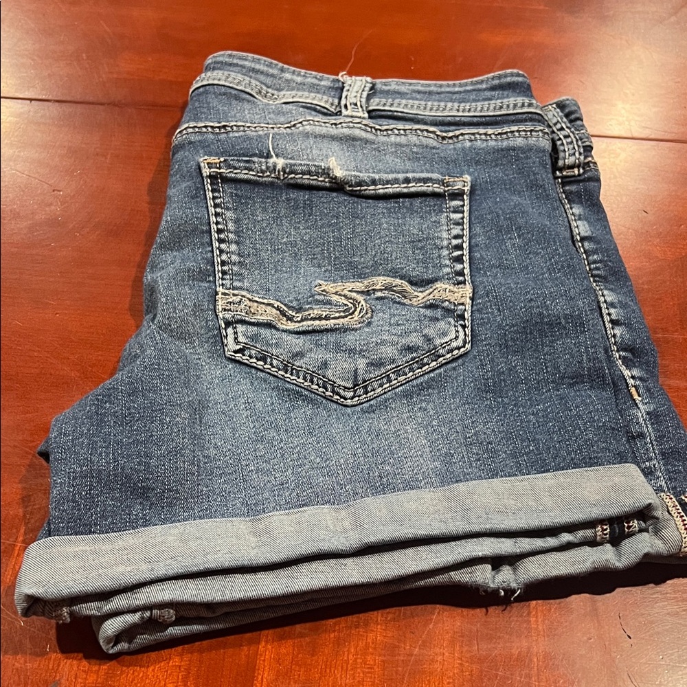 Silver jean shorts, Light Blue Denim